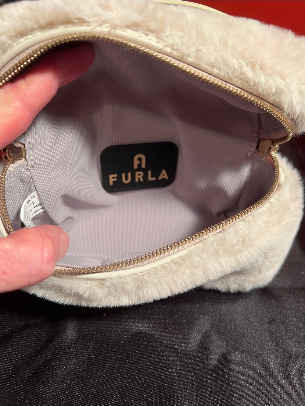 Furla Blush Faux-Fur Top Handle removable Crossbody strap - Picture 6 of 9